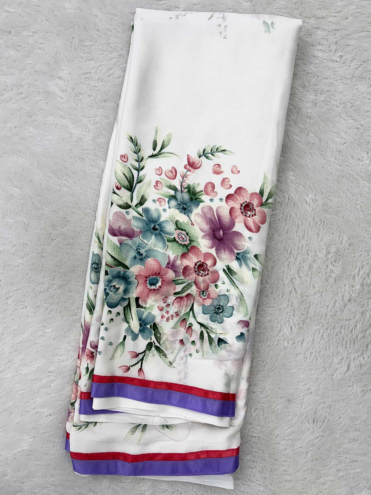 Alia Inspired White Georgette Satin Saree with Floral Digital Print-4 Celebrity Drapes