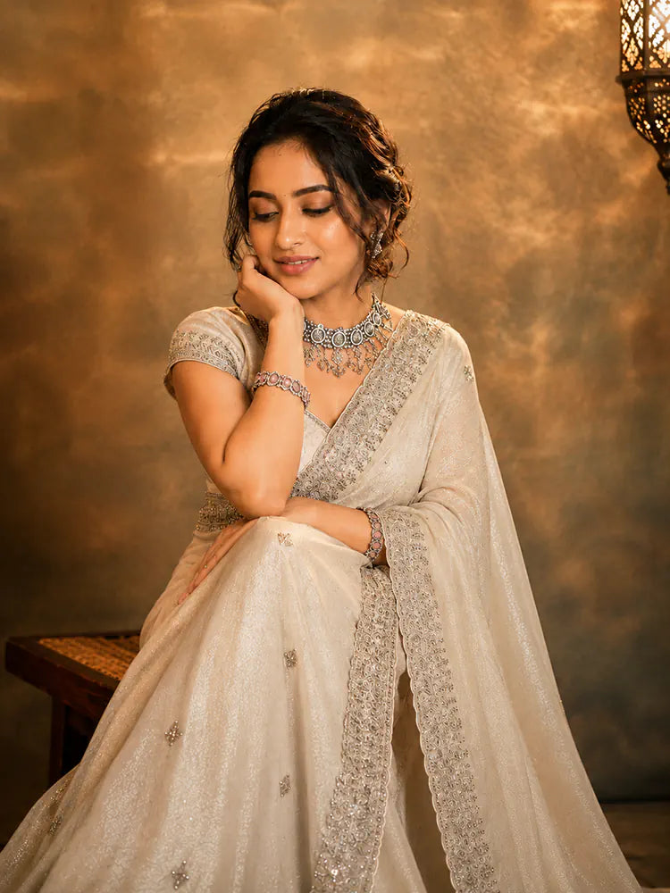 Soft Crunchy Silk Saree with Katdana and Sequin Work-71930759512145