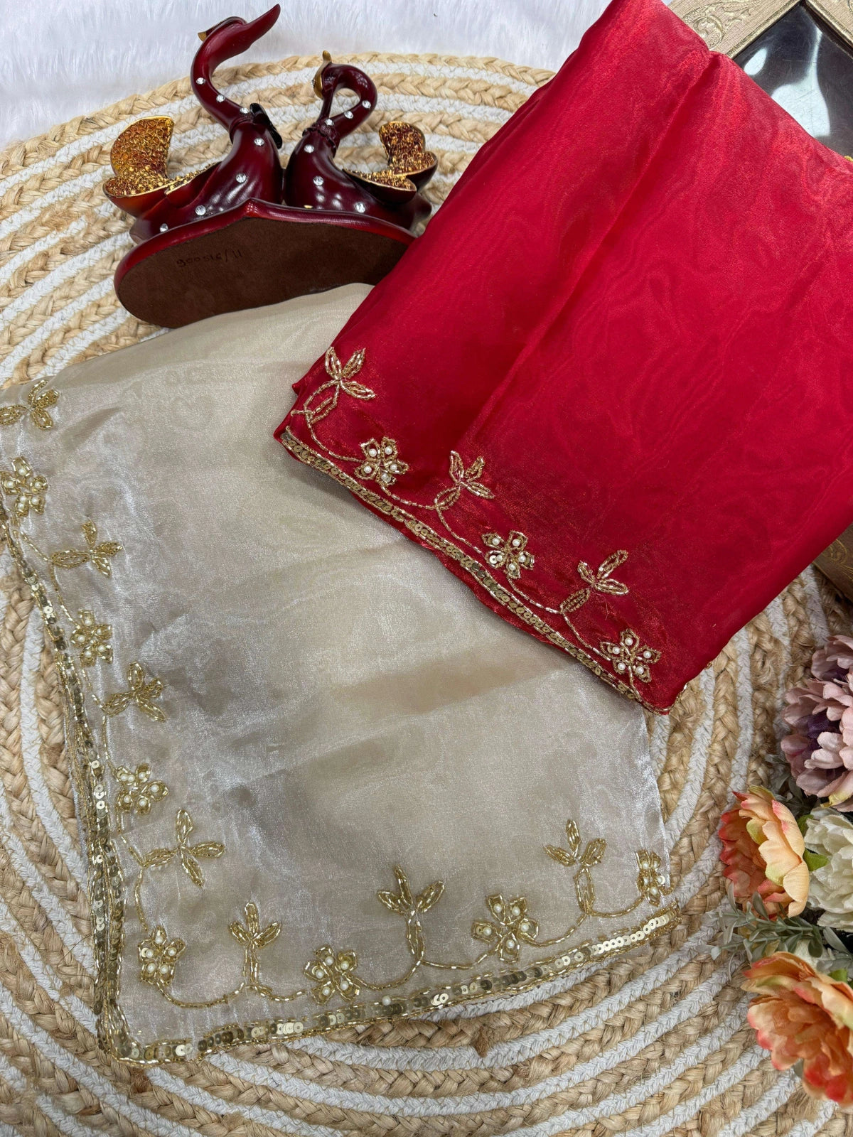 Bollywood Inspired Soft Jimmy Choo Saree with Katdana & Sequin Work-67827747684433