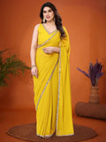 Bollywood Inspired Yellow Saree with Stylish Border