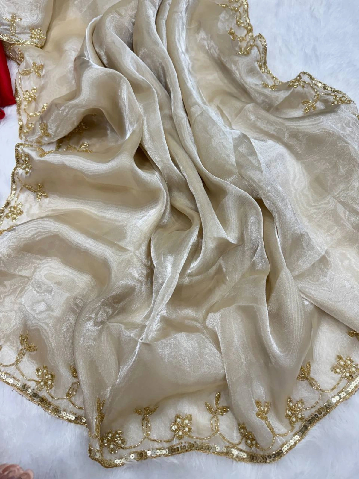 Bollywood Inspired Soft Jimmy Choo Saree with Katdana & Sequin Work-67827747815505