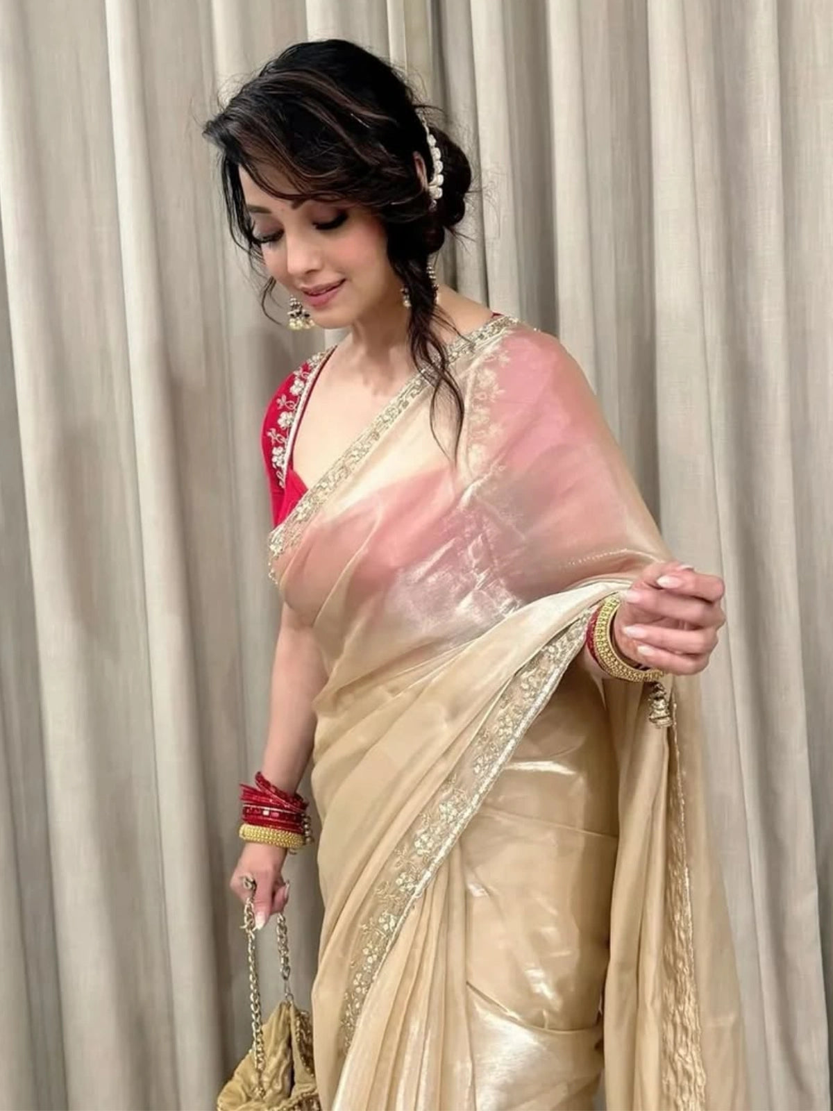 Bollywood Inspired Soft Jimmy Choo Saree with Katdana & Sequin Work-67827747913809