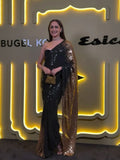 Pragya Inspired Black and Gold Sequin Saree