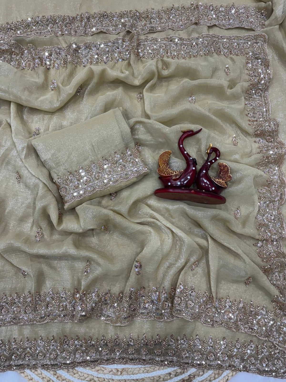 Bollywood Inspired Soft Crunchy Silk Saree with Katdana & Sequin Work-67830407004241
