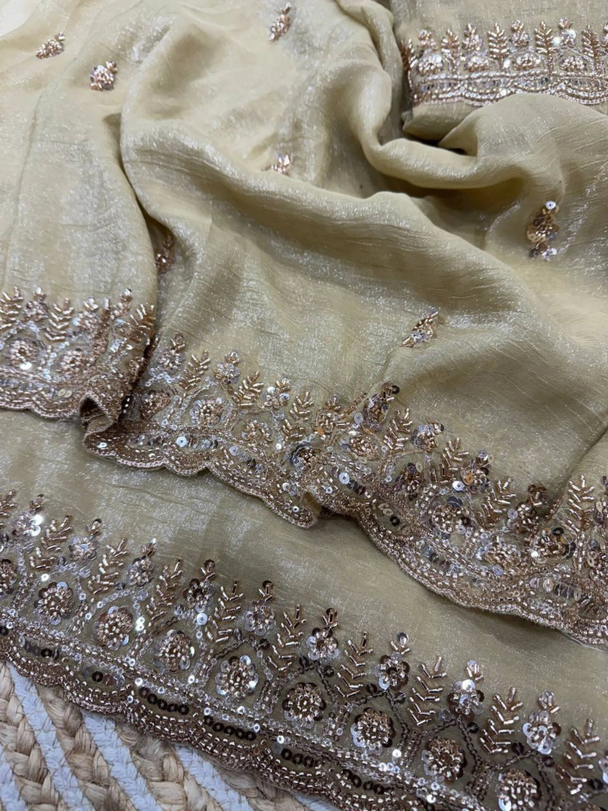 Bollywood Inspired Soft Crunchy Silk Saree with Katdana & Sequin Work-67830407037009