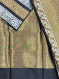 Nita Mam Inspired Silk Zari Kanjeevaram Black with Silver & Gold Saree-4 Celebrity Drapes