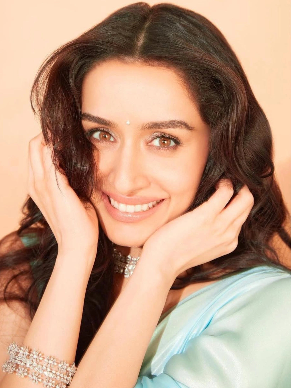 Bollywood Style Sky Blue Satin Saree with Unstitched Matching Blouse Piece-67774309335121