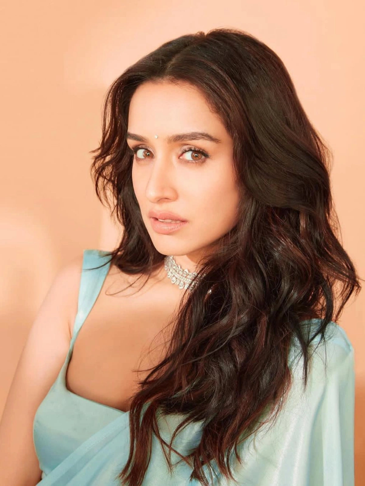 Bollywood Style Sky Blue Satin Saree with Unstitched Matching Blouse Piece-67774309367889