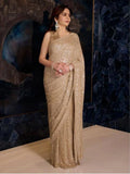 Nita Inspired Faux Georgette Saree with Sequins Embroidery & Cutwork Lace Border