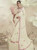 Bollywood-Inspired Cream Net Embellished Saree for Women