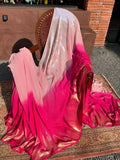 Bollywood Inspired Heavy Zari Pink Saree with Dual Colour Piping