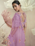 Bollywood-Inspired Lavender Net Embellished Saree for Women