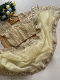 Bollywood Inspired Organza Real Mirror Work Saree with Free Size Blouse