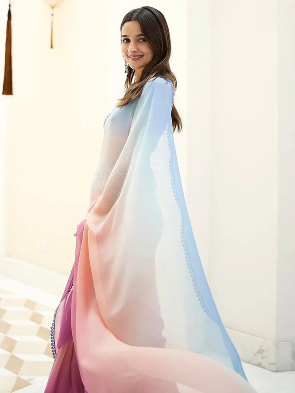 Alia Inspired Georgette Multi-Colour Saree-67250243731537