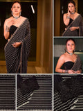 Devoleena Inspired Black Georgette Sequins Embroidery Saree