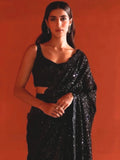 Bollywood Inspired Designer Fancy Georgette Sequins Black Saree