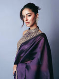 Ananya Inspired Purple Saree with Thread & Sequin Embroidery