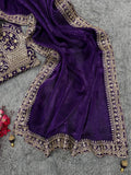 Ananya Inspired Purple Saree with Thread & Sequin Embroidery