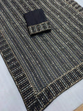 Bollywood Inspired Black Saree with Silver and Gold Sequin Work and Matching Blouse Piece