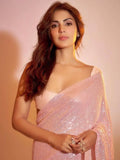 Rhea Inspired Baby Pink Full Sequins Saree