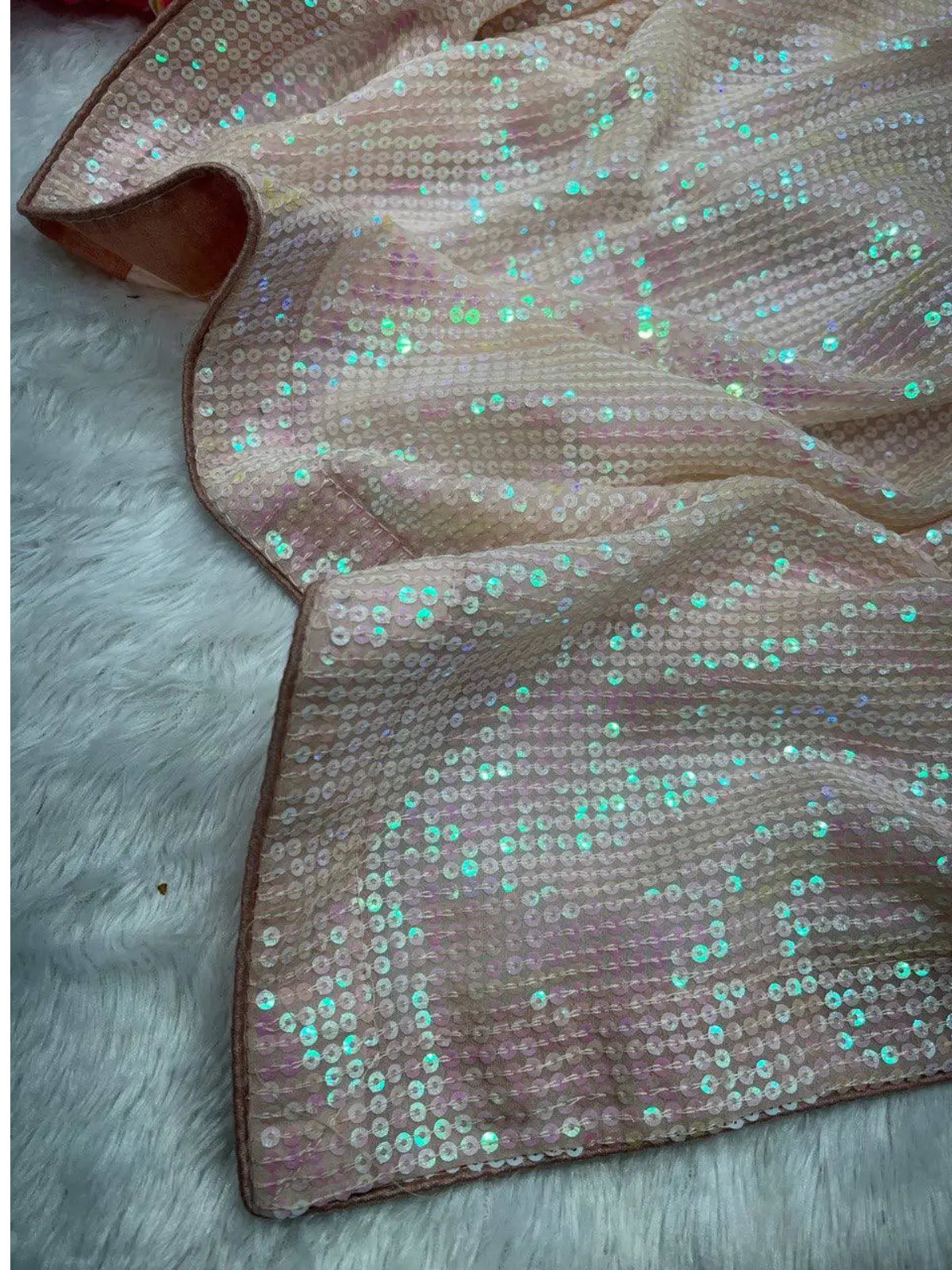 Rhea Inspired Baby Pink Full Sequins Saree-67304617672785