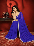 Georgette Dark Blue Saree with Stylish Border