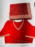 Nia Inspired Red Sequins Saree With Red Embroidered Blouse