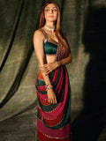 Shilpa Inspired Multi-Colored Georgette Mirror Embroidered Saree