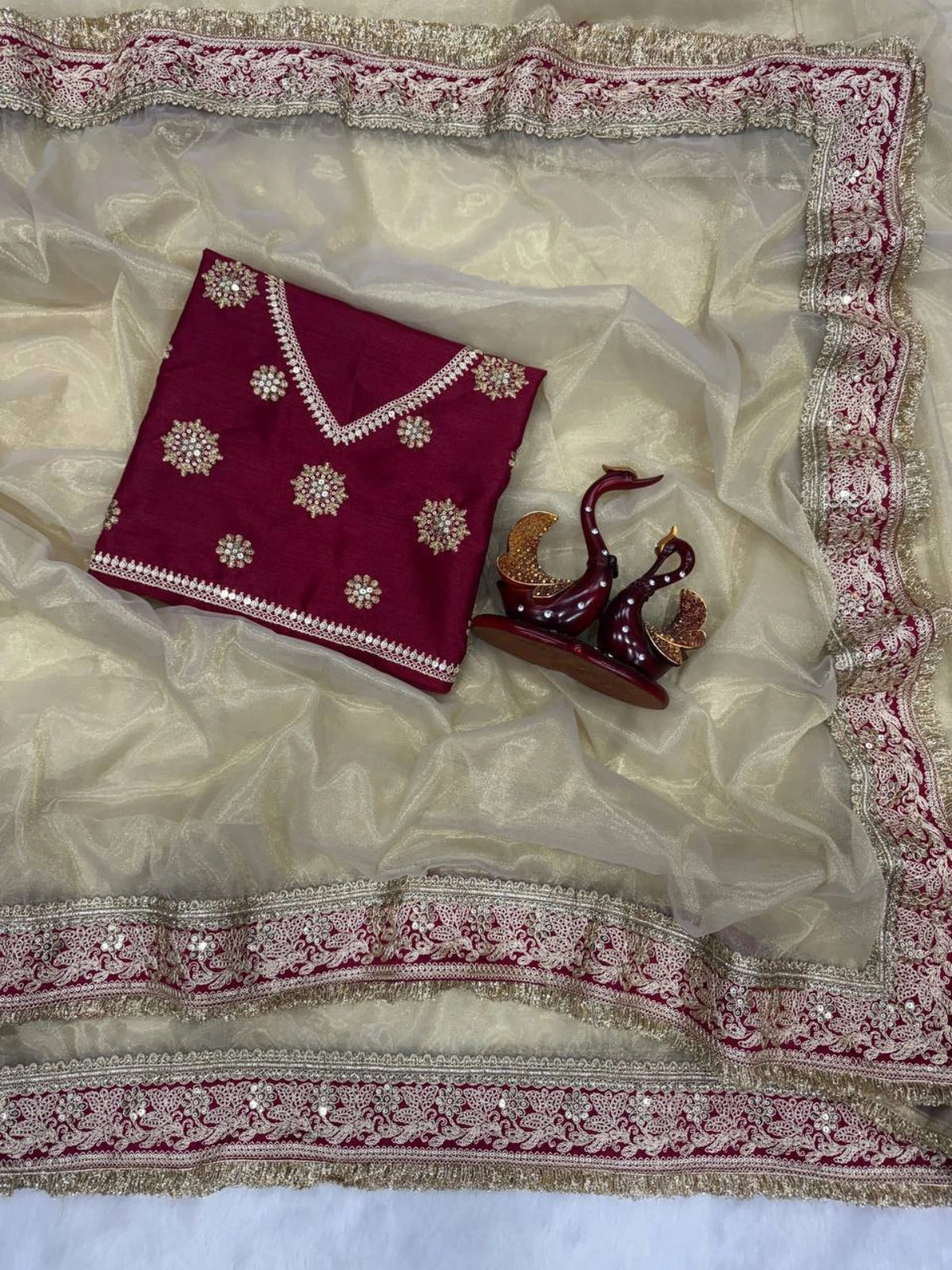 Kajol Inspired Maroon and Golden Designer Festive Saree-67380913438801