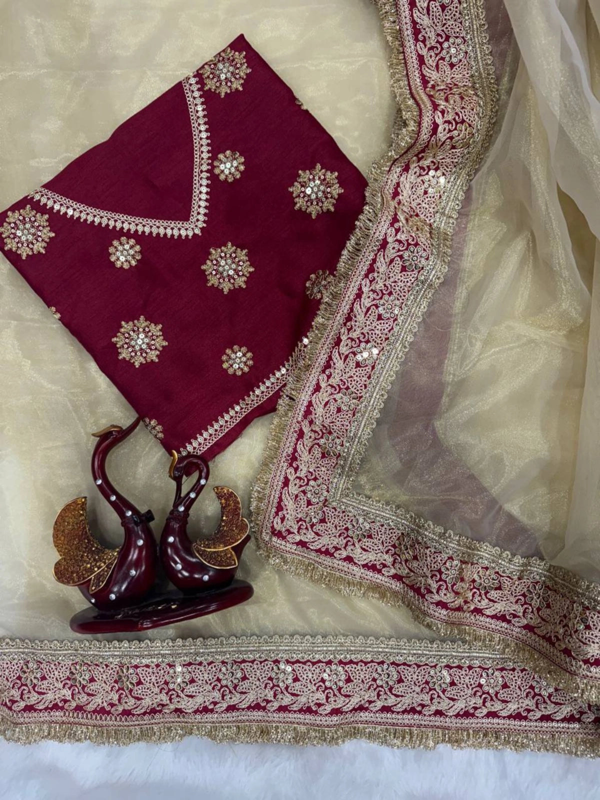 Kajol Inspired Maroon and Golden Designer Festive Saree-67380913537105