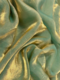 Bollywood Inspired Green Gold Dual Tone Plain Jimmy Choo Saree