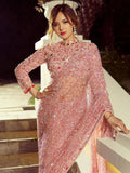 Bollywood Inspired Pink Sequin Saree with Embroidery Border