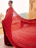 Bollywood Inspired Faux Georgette Embroidery Red Saree with Sequins Work