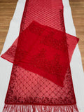 Bollywood Inspired Faux Georgette Embroidery Red Saree with Sequins Work