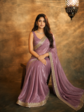 Bollywood Inspired Two Tone Banarasi Tissue Saree Unstitched Blouse