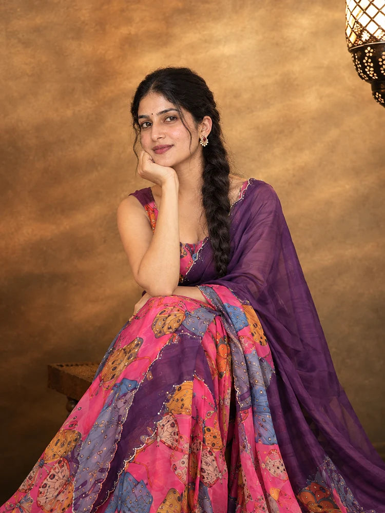 Multi-Color Tebby Silk Saree with Delicate Pearl Work Border-74265156452433