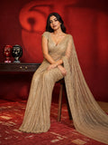 Sequins Designer Full Net Gold Saree