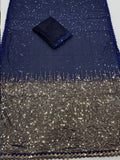 Shreya Inspired Blue and Gold Sequin Saree