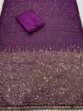 Shreya Inspired Wine and Gold Sequin Saree