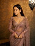 Bollywood-Inspired Onion Net Saree with Sequins and Embroidery