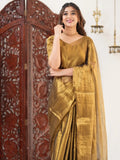 Bollywood Inspired Golden Plain Linen Saree