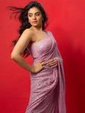Bollywood Inspired Georgette Pink Sequins Saree