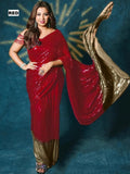 Shreya Inspired Red and Gold Sequin Saree