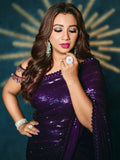 Shreya Inspired Wine and Gold Sequin Saree
