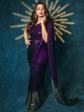 Shreya Inspired Wine and Gold Sequin Saree