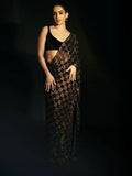 Sanya Inspired Heavy Faux Georgette Full Sequins Black Saree