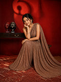 Palak-Inspired Glamorous Chocolate Brown Sequin Saree