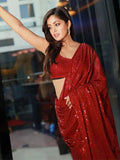 Bollywood Inspired Georgette Maroon Sequins Saree