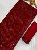 Bollywood Inspired Heavy Georgette Sequins Embroidery Red Saree