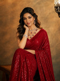 Shreya Inspired Red and Gold Sequin Saree